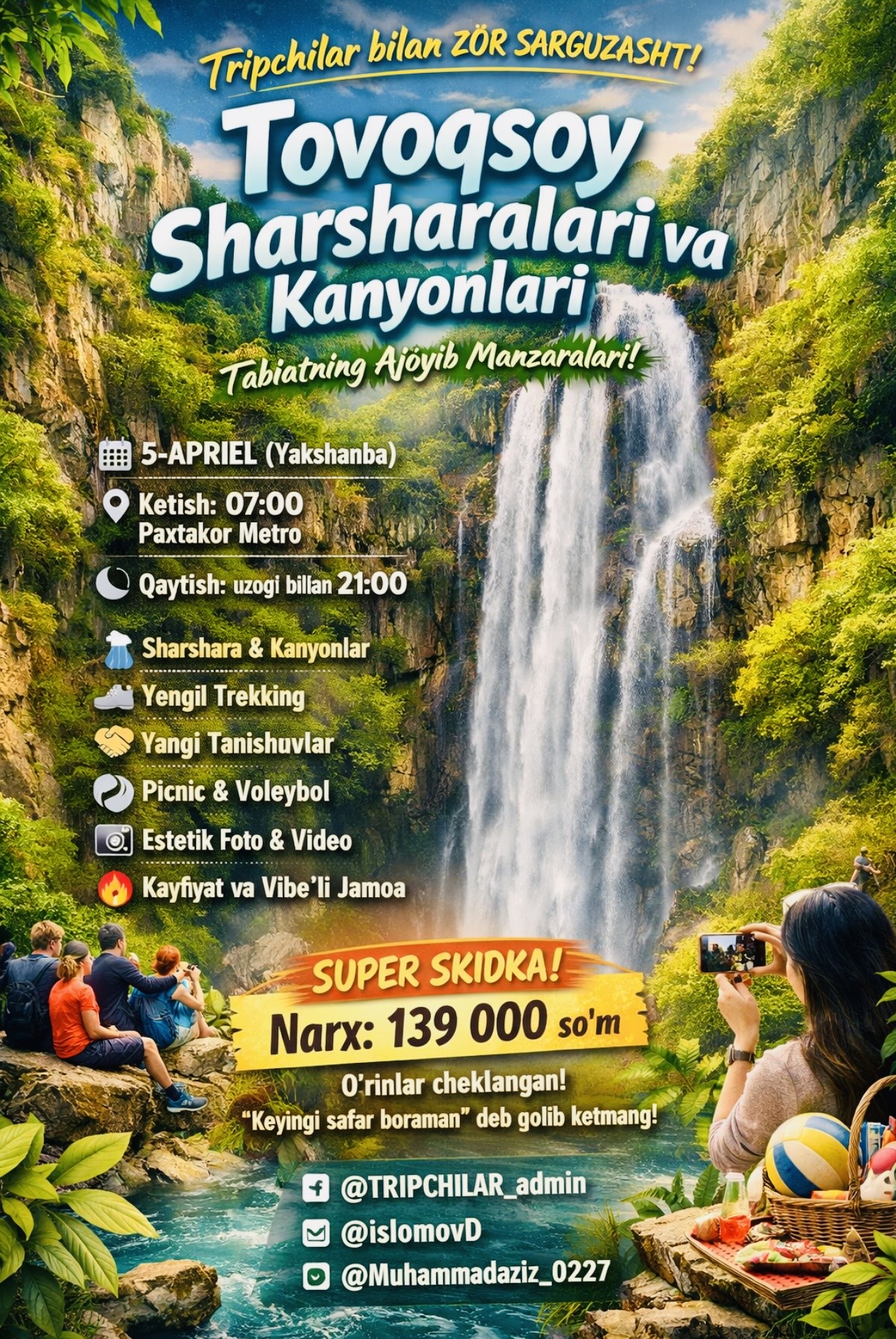Tovoqsoy sharsharalari va kanyonlari 🌿⛰️