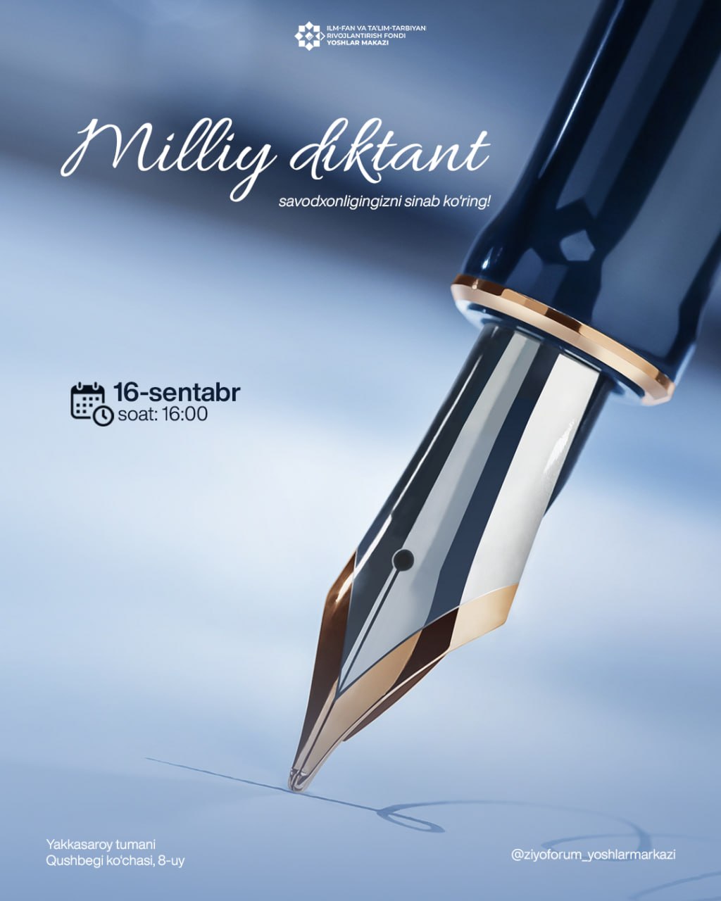 ✍️ MILLIY DIKTANT — SAVODXONLIGINGIZNI SINAB KO‘RING!
