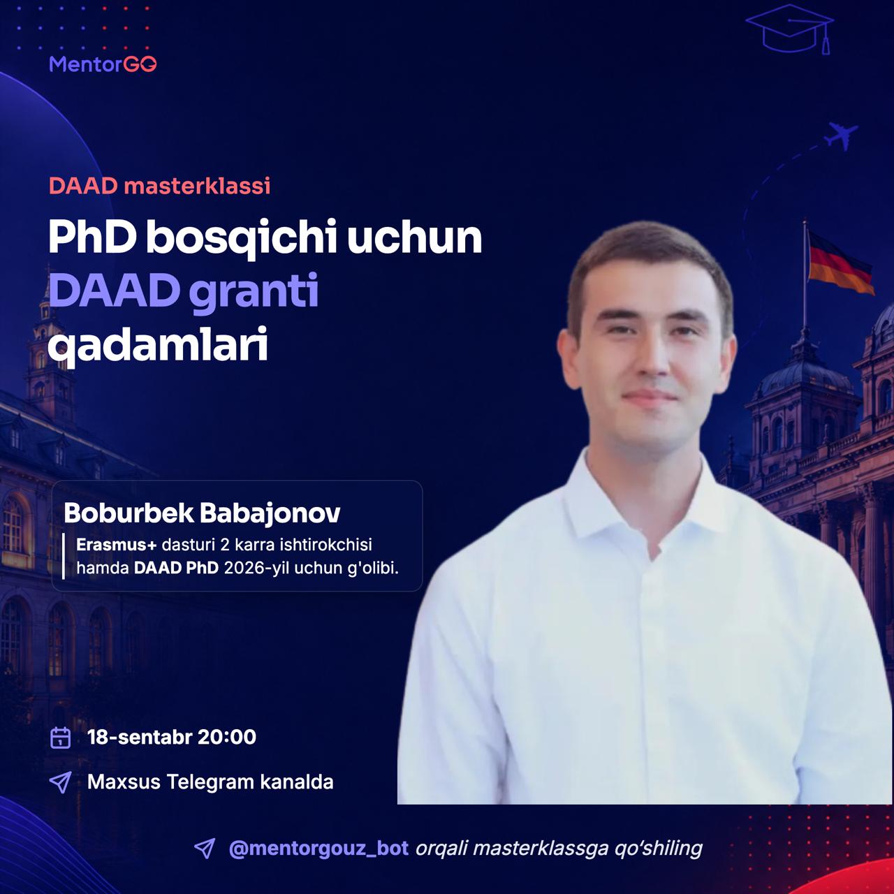 DAAD PhD granti qadamlari bo'yicha masterklass