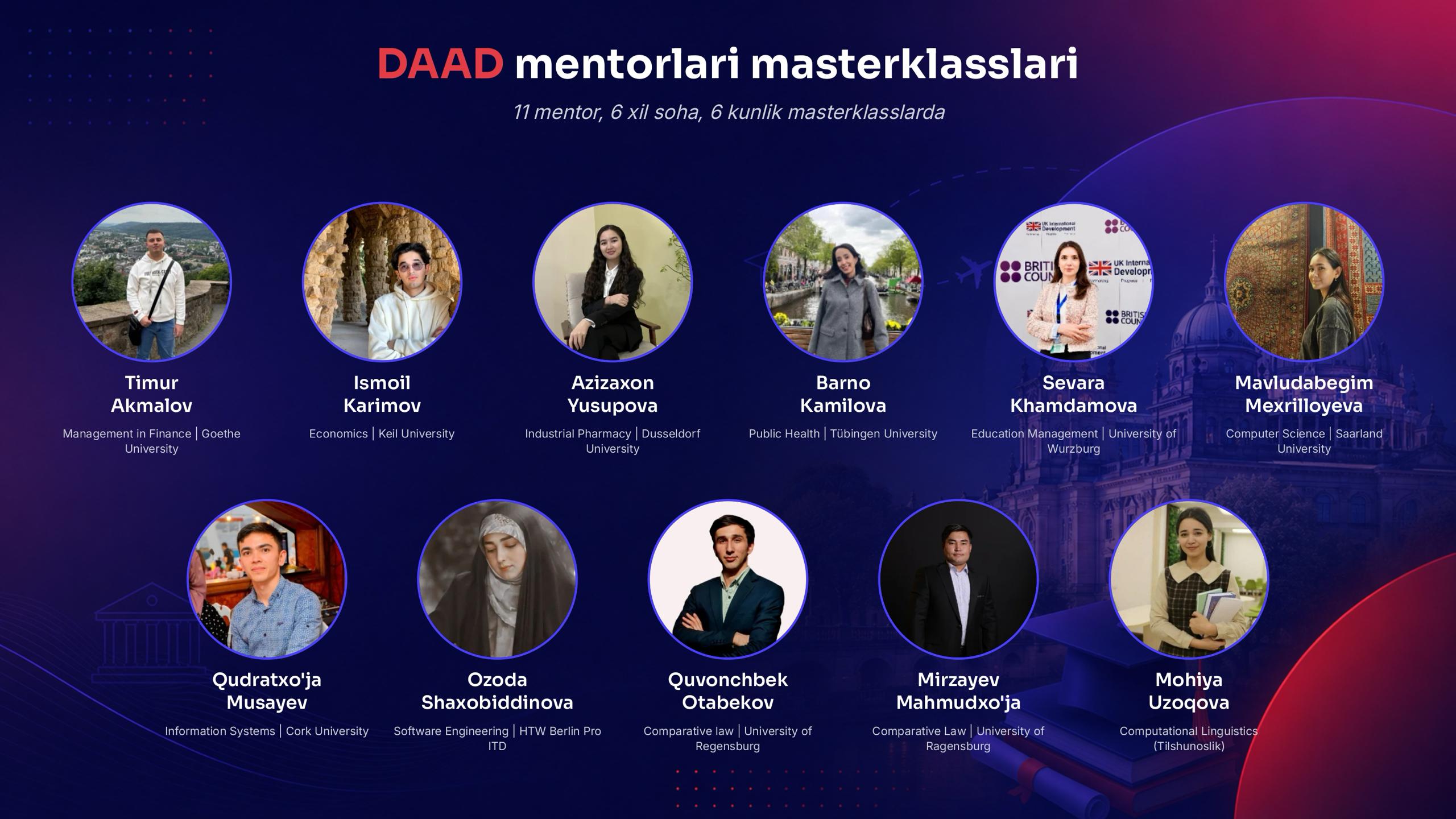 🇩🇪 Germaniyaning eng nufuzli granti — DAAD g'oliblari masterklasslari