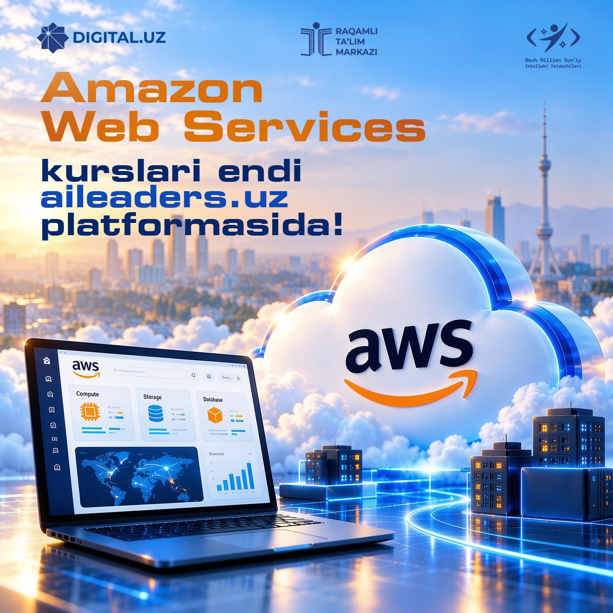Amazon Web Services {👩‍💻} kurslari endi aileaders.uz platformasida! 100 dan ortiq bepul kurslar bitta platformada!