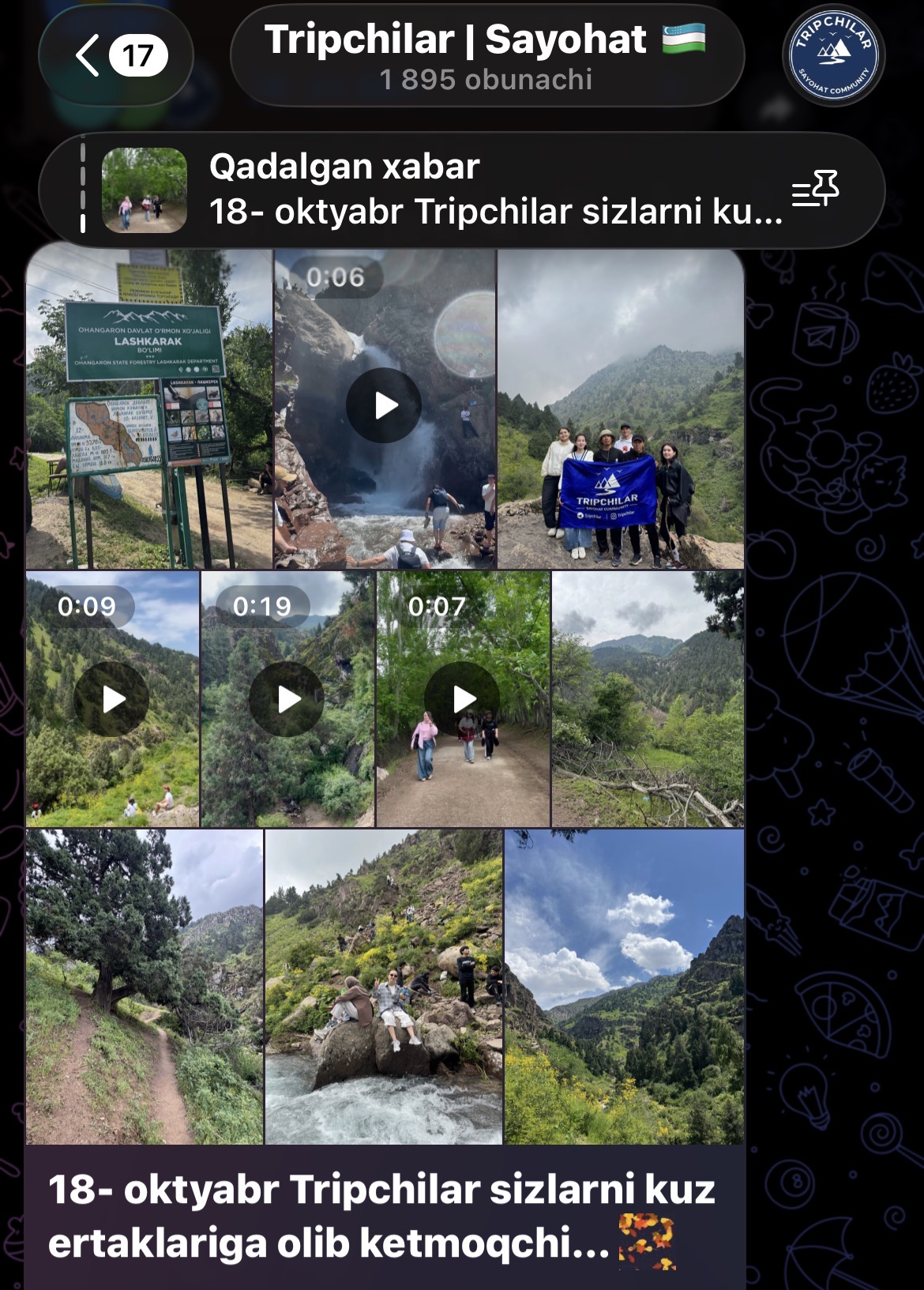 Tripchilar kuz ertaklariga yoʻl oldik… 🍂